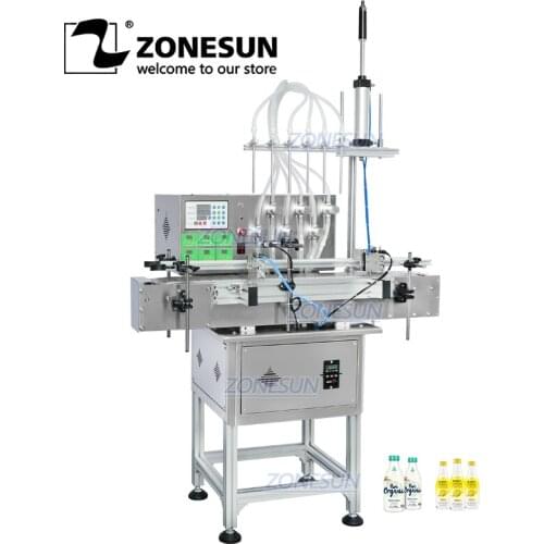 ZONESUN ZS-DTMP4M Automatic Liquid Essential Oil Lotion Vial Four Diving Heads Filling Machine With Bracket