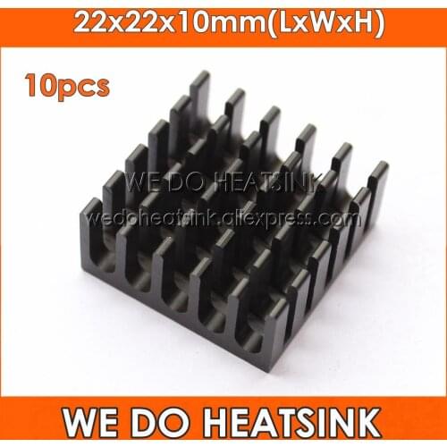 WE DO HEATSINK 10pcs 22x22x10mm High Power Radiator Heat Sink Black Anodized For CPU and Metal Ceramic BGA Packages and PC