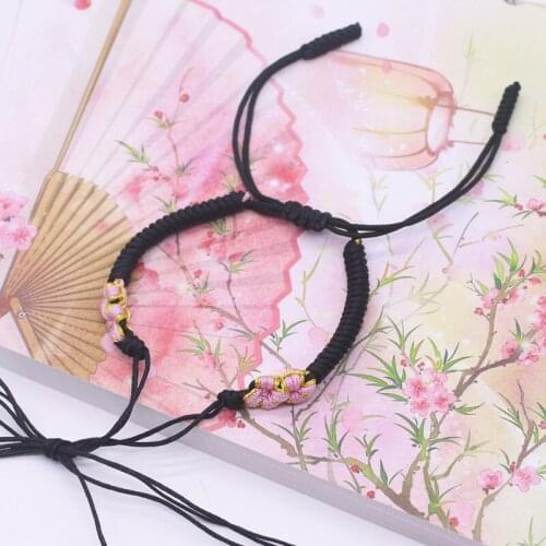 10Pcs/Lot hand-woven hand rope peach knot bracelet semi-finished accessories self-made jewelry DIY material adjustable