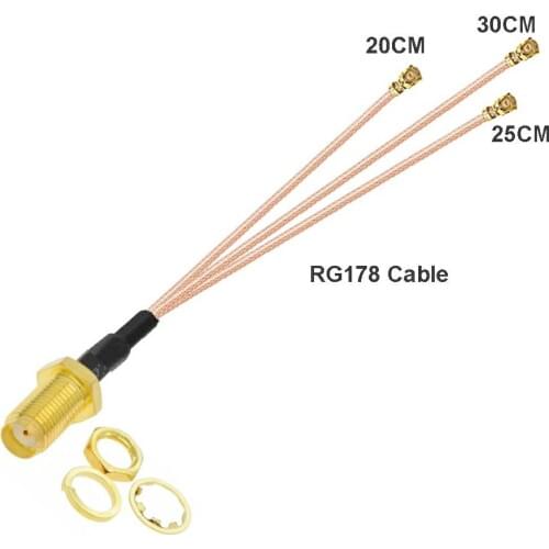 10pcs SMA Female To 3pcs uFL/u.FL/IPX/IPEX RF Coax Adapter Assembly RG178 Pigtail Cable