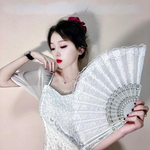 12pcs Anime Retro Style Womens Folding Fan Double Side Lace Dance Birthday Party Masquerade Cosplay Performance Activity
