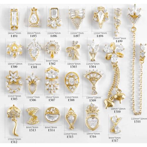 2 Pcs Shiny Zircon Alloy 3D Nail Art Decorations Luxury Diamond Style Crystal Jewelry Manicure Design Accessories