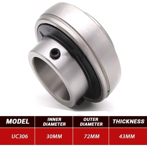 3pcs Outer Wire Bearing UC306 Mental Pillow Block Bearing UC306 30mm*72mm*43mm Steel Bearings High Quality