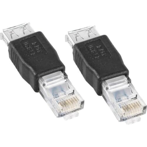 5pcs USB Type A Female To RJ45 Male Ethernet Adapter Router Connector Plug Socket