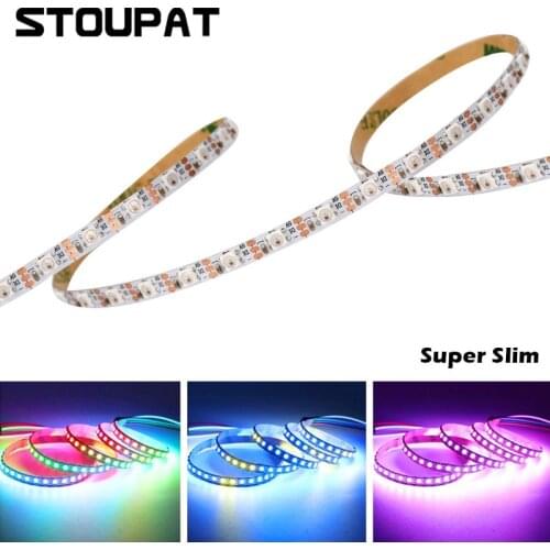 DC5V 4mm 5mm SK6812 LED Light Strip 60LEDs Individually Addressable RGB Flexible Smart Pixel Tape Lights WS2812B Dream Color