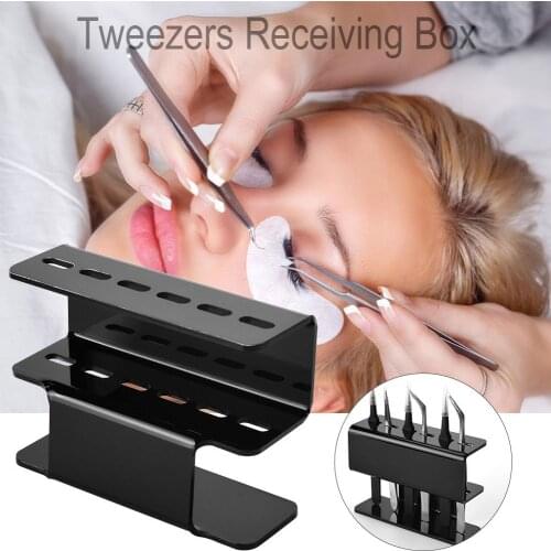 6 Hole Acrylic Grafting Eyelash Tweezers Storage Rack Cosmetic Display Stand Convenient Storage Concise and Sanitary