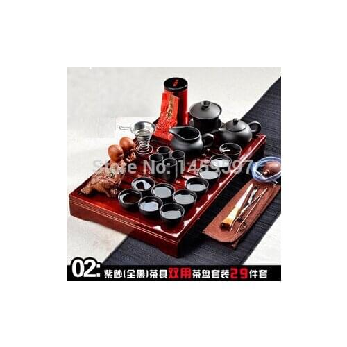 Free Shipping Hot Sale Yixing Ceramic Kung Fu Tea Set Solid Wood Tea Tray Teapot 27-piece Tea Suit Chinese Tea Ceremony