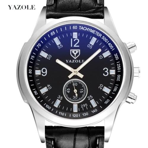 Yazole Quartz Men Watch Male Leather Strap Analog Business Casual Thin Luminous Hands Waterproof Wrist Watch for Men Wristwatch