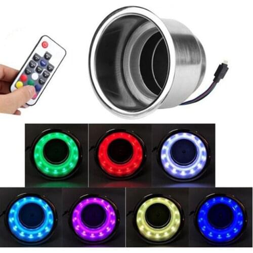 MagiDeal 3x Stainless Steel Cup Drink Holder 12V 14 LED Marine Boat Car Truck RV