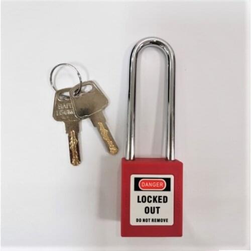 Long shackle security padlock Plastic Shackle safety padlock ,Nylon non conductive safety padlock steel shackle padlock