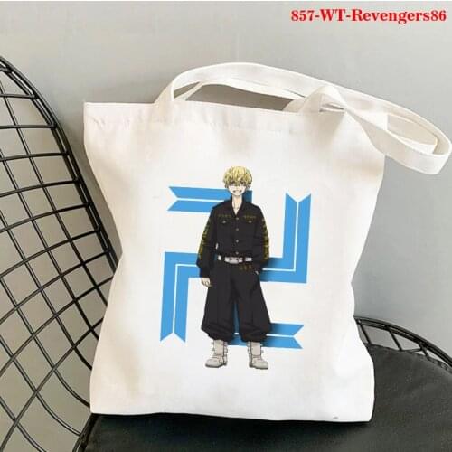 2021 New Tokyo Revengers Shopping Bag Eco Reusable Tote Bolsa Bag Kawaii Anime Bag Cloth Sac Toile Tokyo Revengers Shopping Bags
