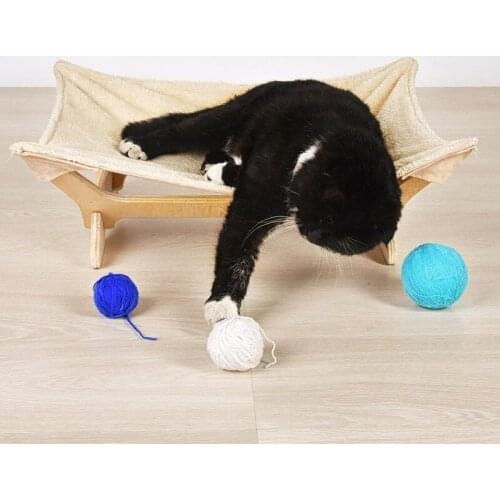 Pet Hammock Camping Bed Wooden Ground Moisture-proof Pet Cat Hammock Removable Dog Litter With Cushion Cat Bed