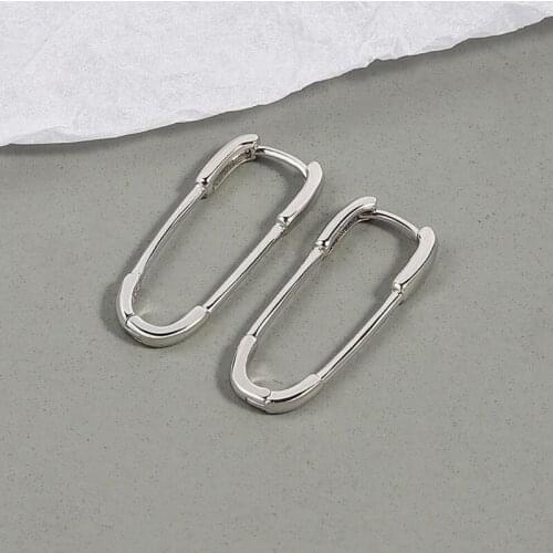 KOFSAC Creative Paper Clip Hoop Earrings For Women Silver Color Jewelry Unisex Geometric Earring Simple Lovers Party Accessories