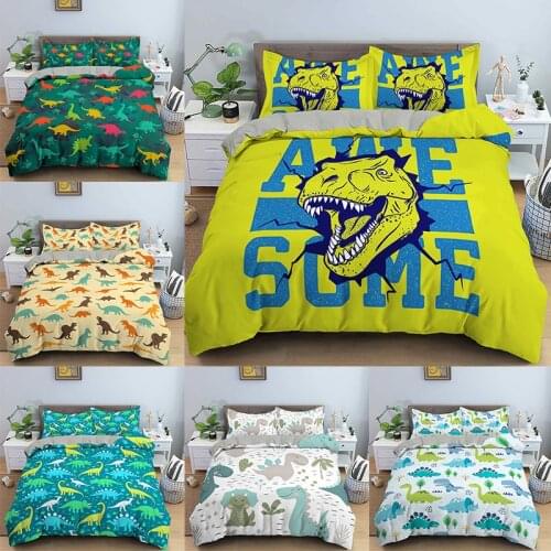 Bedding Set 3D Dinosaur Kids Duvet Cover for Boys Girls Cartoon Super Soft NO Comter Queen/King Size Gifts