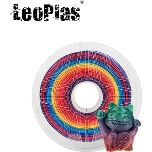LeoPlas 1kg 1.75mm Random Color Gradient Rainbow PLA Filament For 3D Printer Pen Consumables Printing Supplies Plastic Material