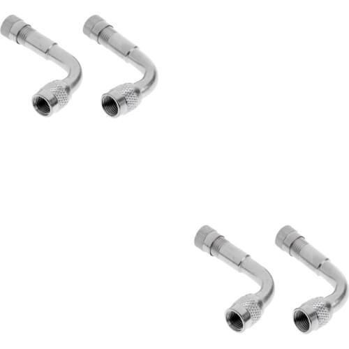 Lot Of 4 Tire Stem Valve Tube Extension Adapter Car Truck 90 Degree Silver