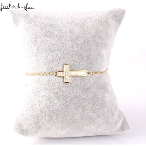 Little MingLou Men Bracelet CZ zircon cross Charm Adjustable Link Chain women jesus bracelets & bangles for women Jewelry