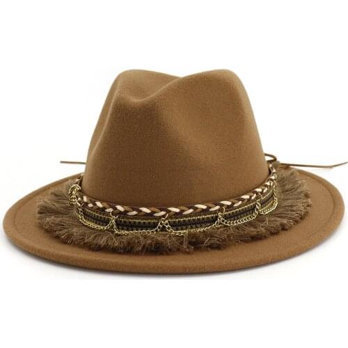 Men Fedora hats women Simple woolen jazz hats British style hat Fashion hat autumn winter big along Multicolor caps