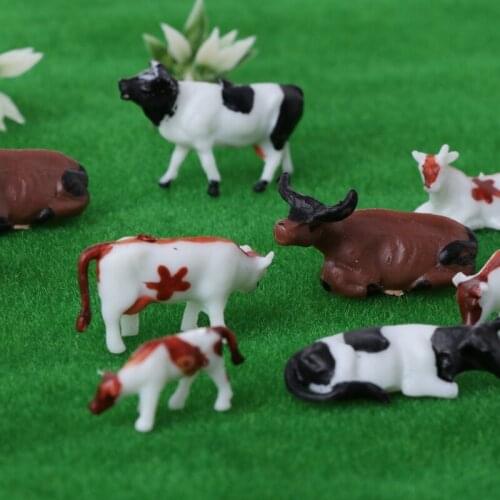 New 10pcs 1:87 Diy HO Scale Colorful Cow Model Train Layout Model Building Toys GXMB