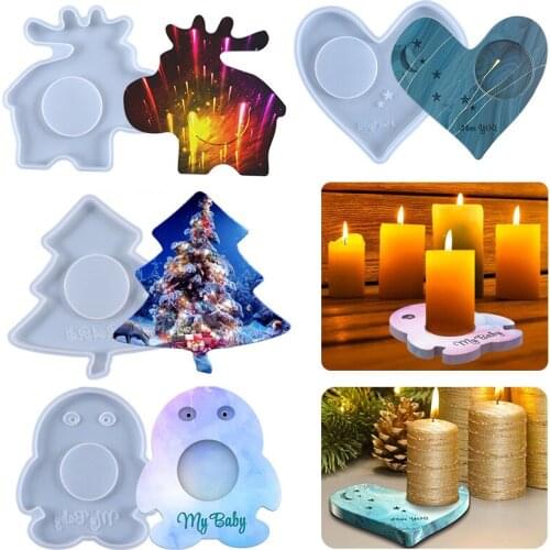 NEW Coaster Candle Settings Heart Hippo Christmas Tree DIY Molds White Color Silicone Resin Mold For Table Decoration Supplies