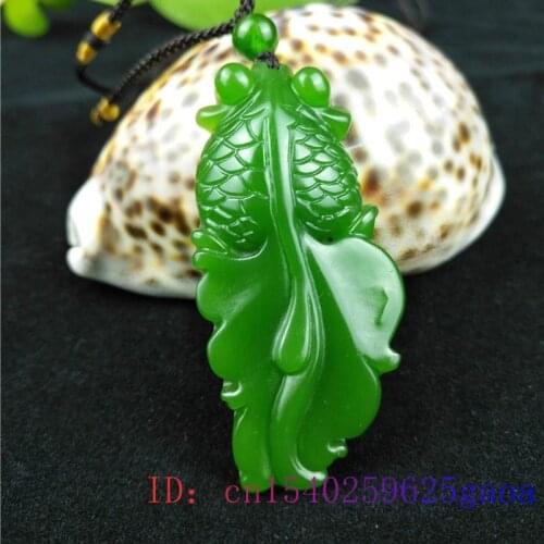 Green Jade Goldfish Pendant Necklace Charm Women Natural Jewelry Hand Gifts Men Fashion Amulet Chinese Carved Jadeite for