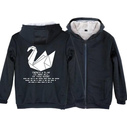 Prison Break Dots A Plan Paper Crane Duck Swan Man Boy Parkas Full Zip Coat Plus Velvet Autumn Winter Couple Clothes ZIIART