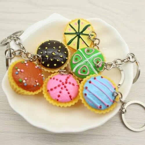 Resin Cute Colorful Cream Cake Simulation Key Chains Food Key Rings Bag Accessories Gift For Friends 10pcs/lot