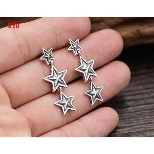 100%925silver gothic wind restoring ancient ways ms joker stars stud earrings