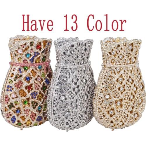 Stylishly designed Pop Clutch Bags Pouch Money Bags Gold Pink dazzling handset Crystal Evening Bags Handbags Sm16