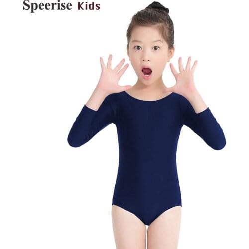 Childrens Dancing Outfit Body Ballet Costume For Gymnastics For Teen Girls Lycra Spandex Long Sleeve Sports Dance Round Neck