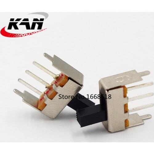 50pcs 4mm or 10mm Height Knob 3 Pin 2 Position 1P2T SPDT Vertical Slide Switch 0.5A 50V DC SS-12F24