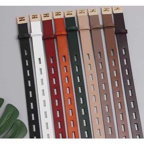 Hollow Out Adjustable Waist Belt Solid Cow leather Waistband Red Camel Green Rea Cowskin Jean Belts Female Spring Autumn Belts