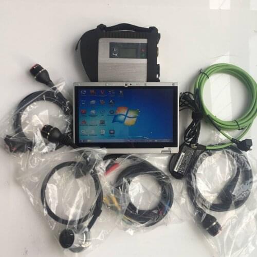 Top Quality MB Star C4 SD Connect with V2020.12 480g ssd software with touchscree CF-AX2 used laptop multiplexer Diagnostic Tool