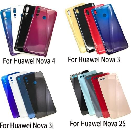Back Glass Rear Cover For Huawei Nova 4 3 3i 2 2S Battery Door Housing Battery Back Cover For Nova 3