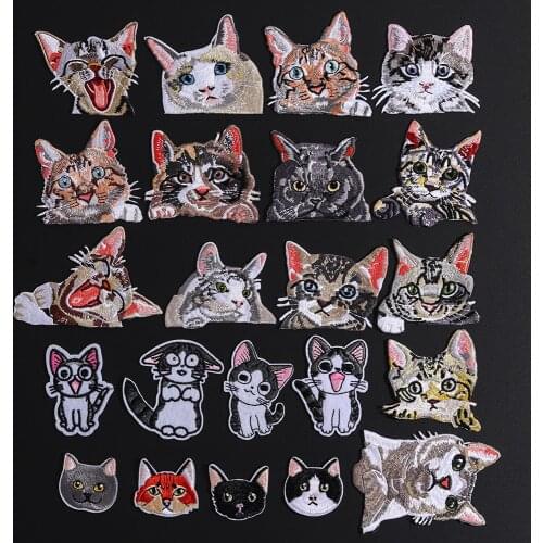 1Pcs Cute Embroidered Cat Patches Babys Clothing Patch Backpack Decor Small Cartoon Animal Applique Diy Pet Iron on Badges