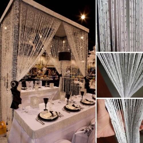 16 Color Glitter String Curtain Hanging Room Divider Voile Net String Valance Drape for Wedding Bridal Party Decor Home Ornament