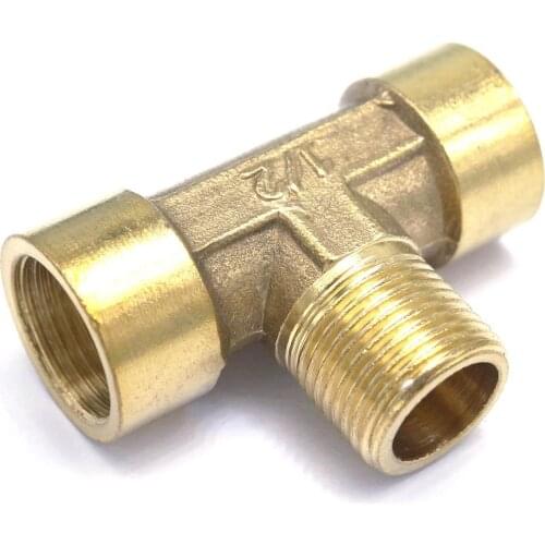 2 PCS 3/8" BSP Female-Male-Female Tee 3 Way Brass Splitter Pipe Fitting Water Gas Oil
