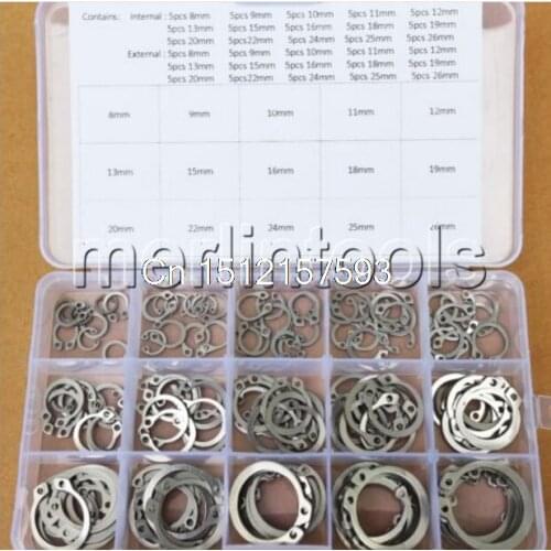 30 kinds of 304 Stainless Steel Circlip Retaining Ring Snap Ring Assortment Kit