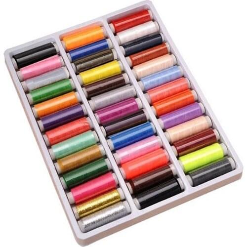 39Pcs Mixed Color Machine Sewing Thread Spools Embroidery Yarn with Storage Box DIY Apparel Sewing Accessories Thread