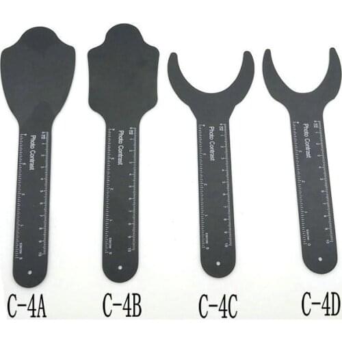 4pcs/set Dental Orthodontic Black Background Photo Image Contrast Board Oral Cheek Plate With Scale Mark Autoclavable Instrument