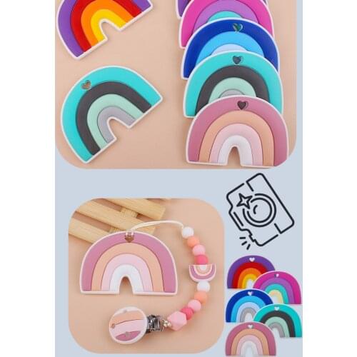 5Pack Rainbow Shape Teether Toy Baby BPA Free Silicone Food Grade Teething