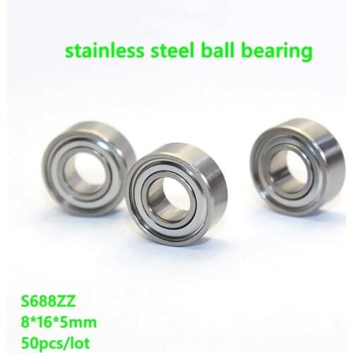 50pcs/lot ABEC-5 S688ZZ 8x16x5 stainless steel deep groove ball bearing S688 -2Z 8*16*5 mm