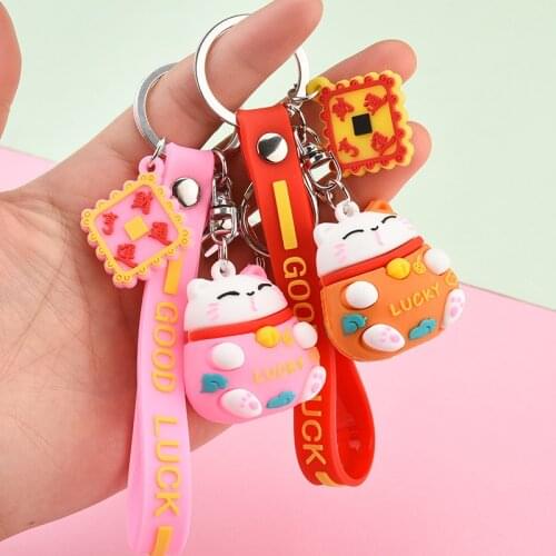 Cat keychain cute key ring for women kitten lucky cat key chain key holder creative portachiavi chaveiro llaveros bag charm