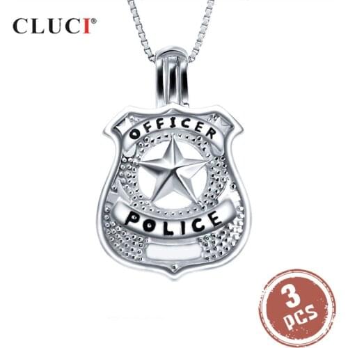 CLUCI 3pcs Resl Silver 925 Sterling Cage Pendant for Jewelry Making Pendant US Police Star Shape Silver 925 Cage Pendant SC333SB