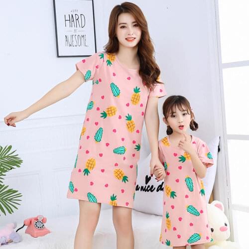 Kids Cotton Casual Nightdress Baby Girls Cute Pajamas Dresses Children Cartoon Summer Nightgown Home Clothes Kids Sleepwear