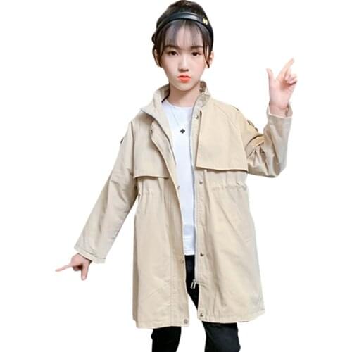 Girls Coat Jacket Solid Color Girls Coats Outerwear Casual Style Kids Jacket Spring Autumn Clothes Girl 6 8 10 12 14
