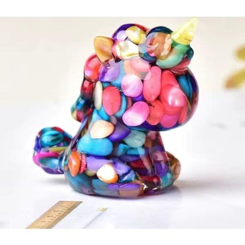 Unicorn Bear Home Decor Sculpture Figurine Teddy Bear Deer Ornament Office Kid Room Xmas Gift Animal Stone Statue Decoration