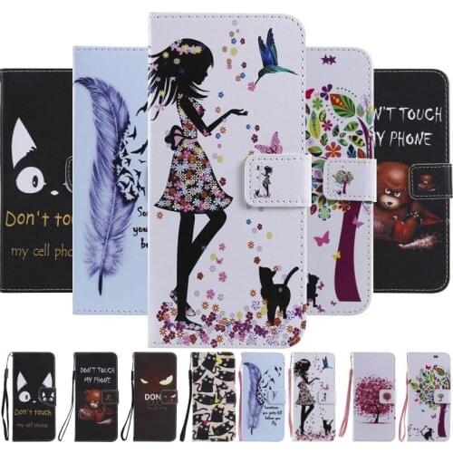 For Huawei P8 P9 P10 P20 P30 Mate 20 X 30 Pro Lite P Smart 2018 Flip Retro Painted Flower Capa Phone Cover Case Wallet D06F