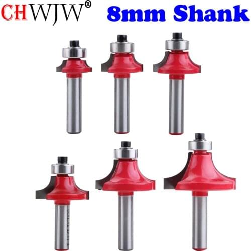 CHWJW 1pc 8mm Shank Round-Over Router Bits for wood Woodworking Tool 2 flute endmill with bearing milling cutter Corner