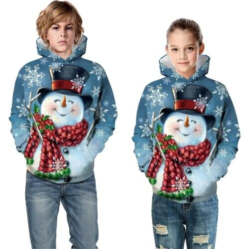 3D Print Hoodies Coats Autumn Outerwear Kids Hooded Sweatshirt Children Long Sleeve Clothes Boys Girls Christmas Pullover Tops